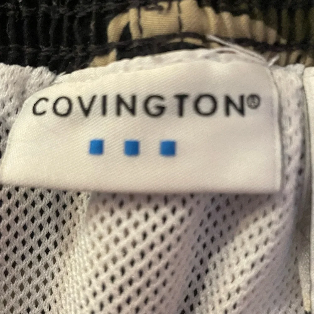 Covington Swim Trunks, green and‎ beige leaf pattern, size XL 40/42